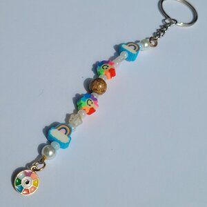 Rainbow Evil Eye Keychain - Handmade
